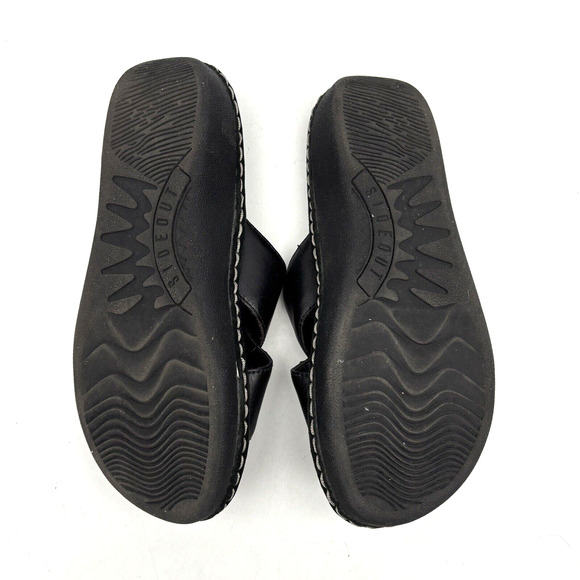 Vintage 90s Y2K Sideout TUCSON Black Leather Slip On Slide Sandals Size 7 - Picture 14 of 15